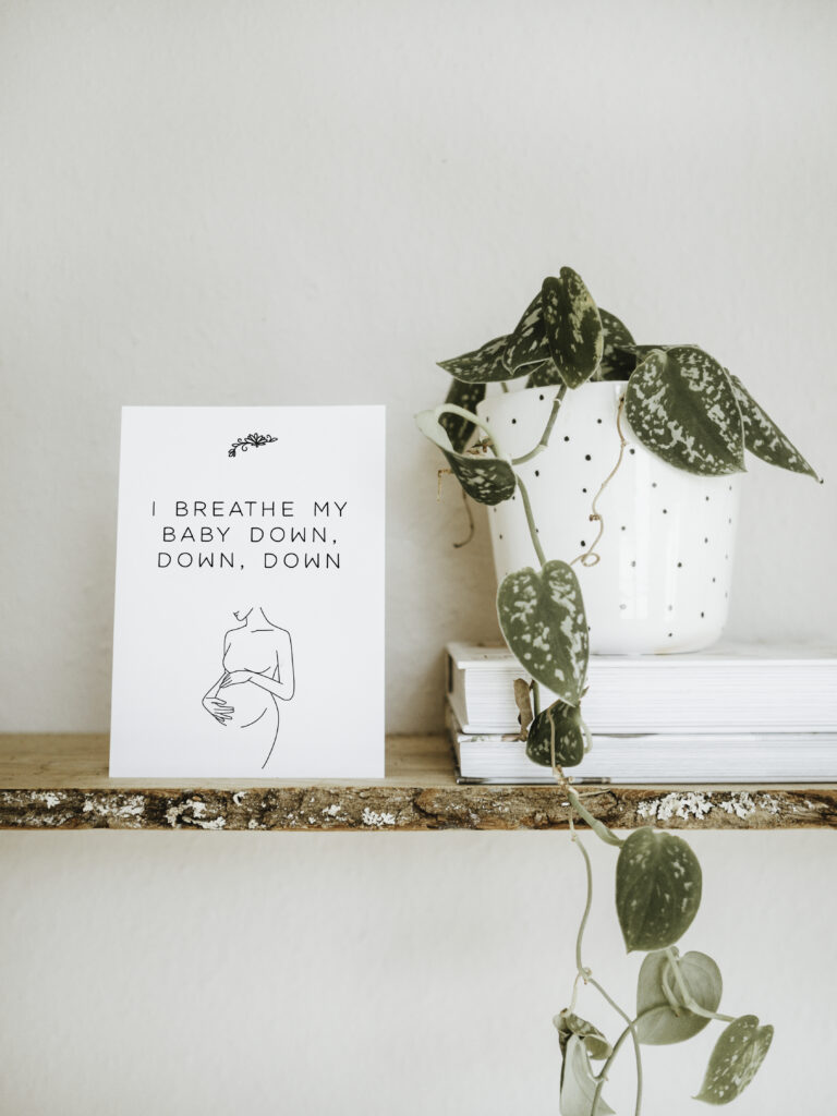 Birth Affirmation Card with line art drawing